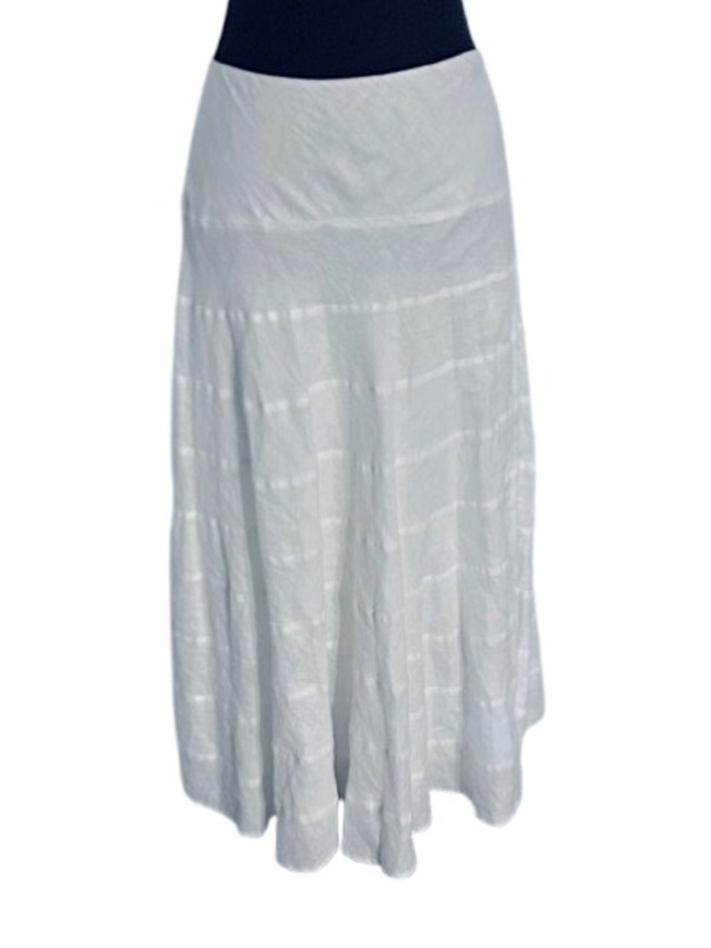 Large 12 Linen RALPH LAUREN Skirt Midi Tiered Boho Bohemian Designer Cottage